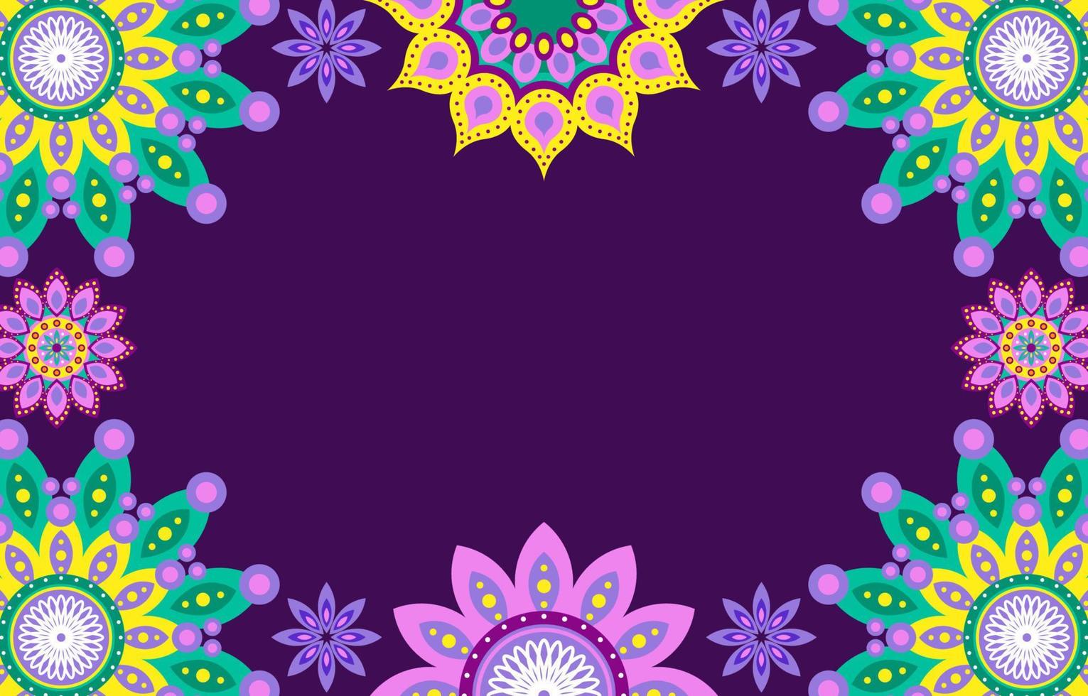 Rangoli Colorful Geometric Flowers  Background vector