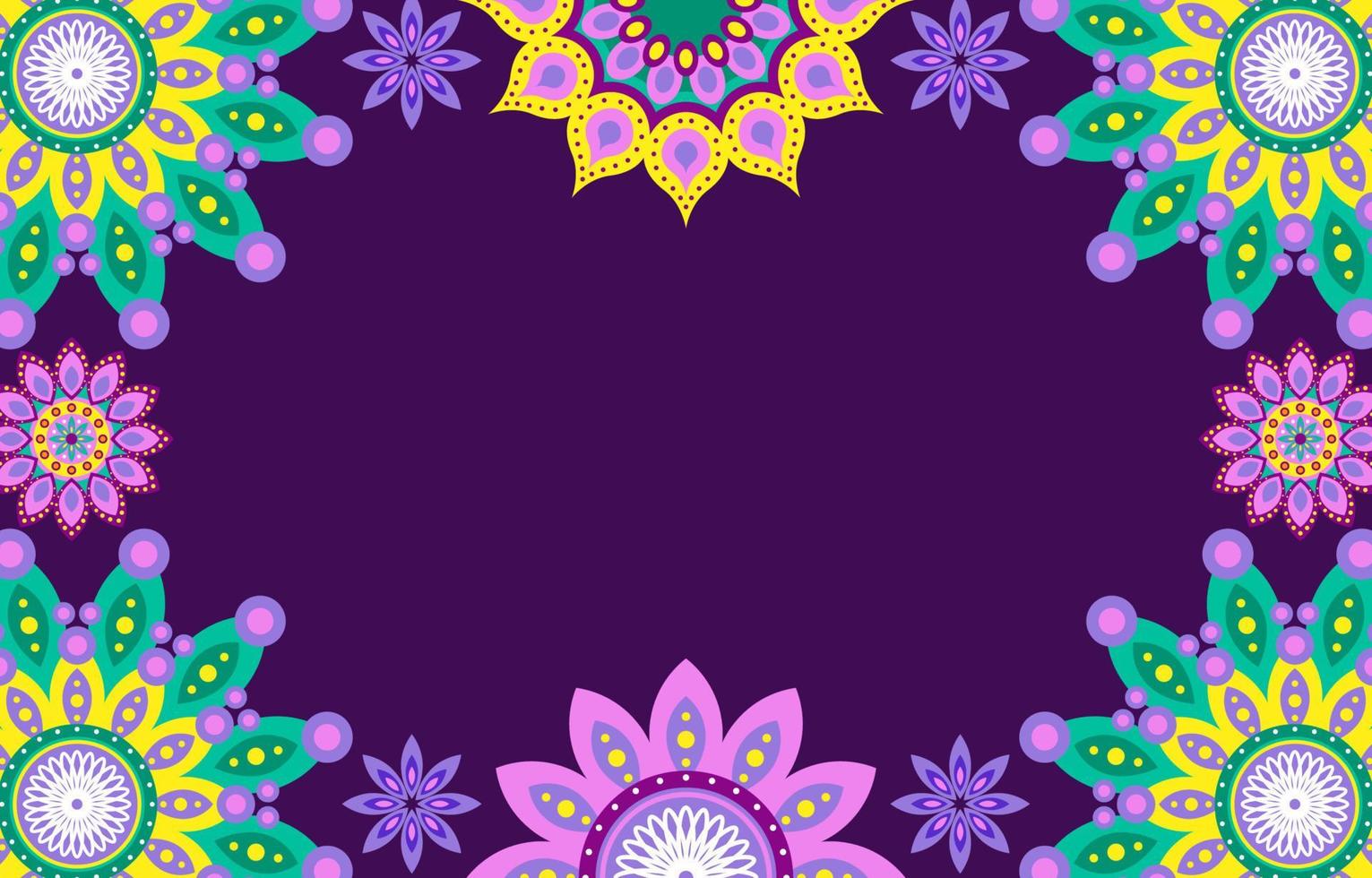 Rangoli Colorful Geometric Flowers  Background vector