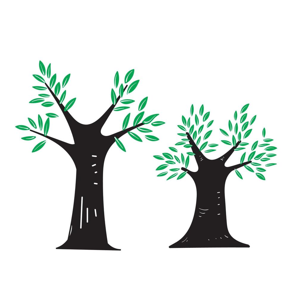 vector de ilustración de árbol exuberante de doodle dibujado a mano
