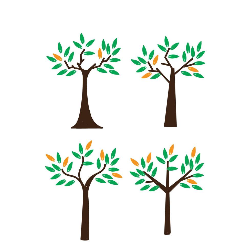 vector de ilustración de árbol exuberante de doodle dibujado a mano