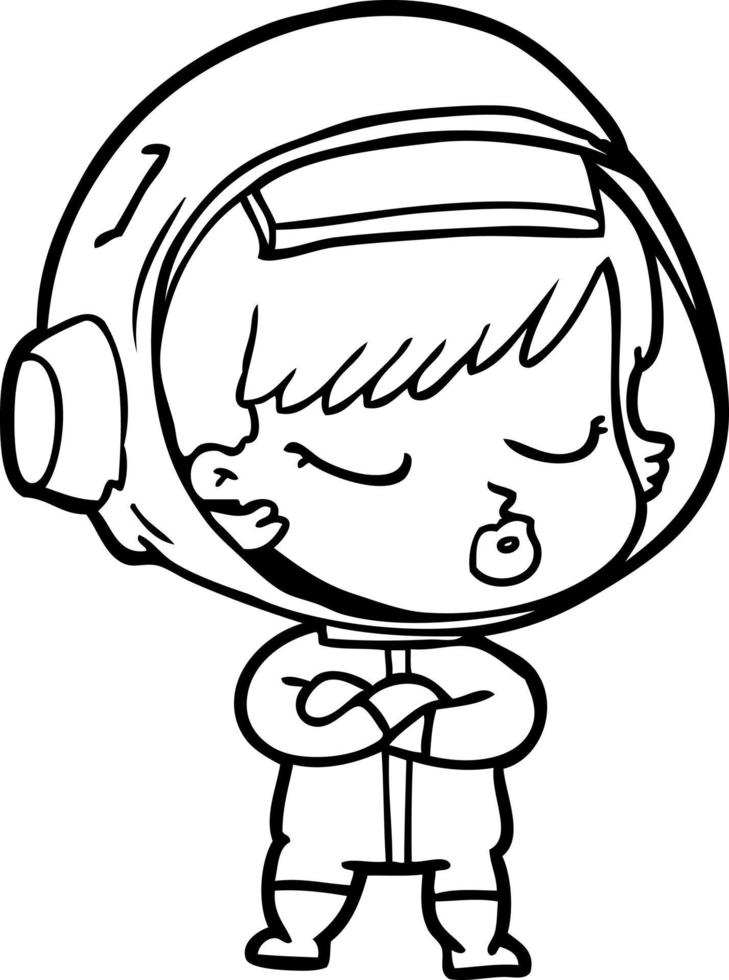 cartoon pretty astronaut girl vector