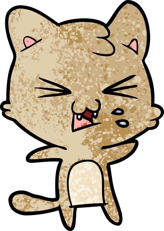 cartoon cat hissing vector