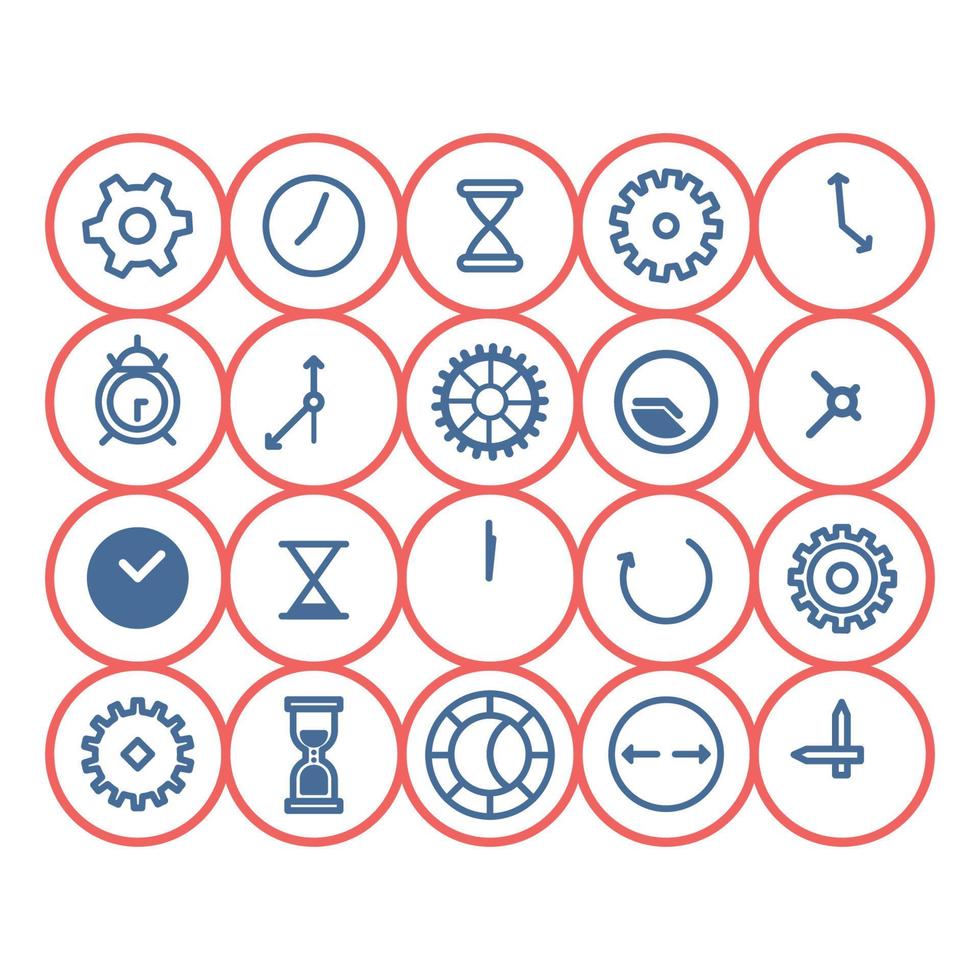 Outlined Clock Icons vector