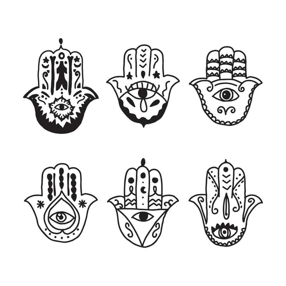 garabatos de la mano de hamsa vector