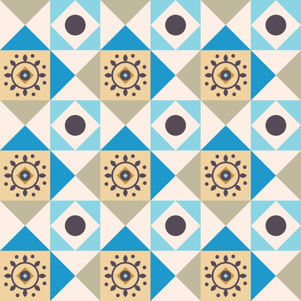 Seamless Tile Pattern in Blue vector