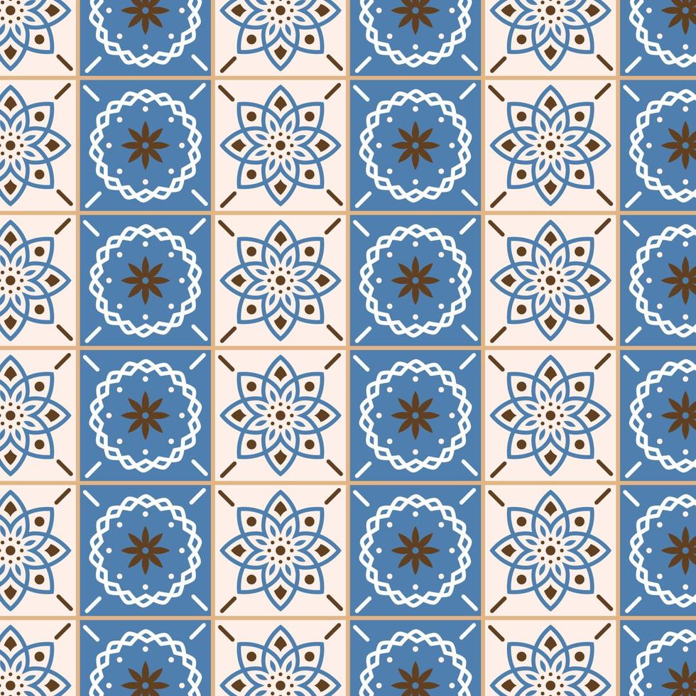 Blue and Beige Portuguese Tile vector