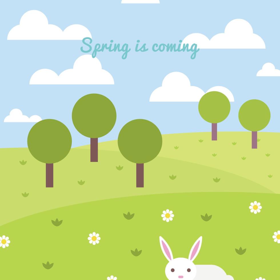 Spring Background with Bunny vector