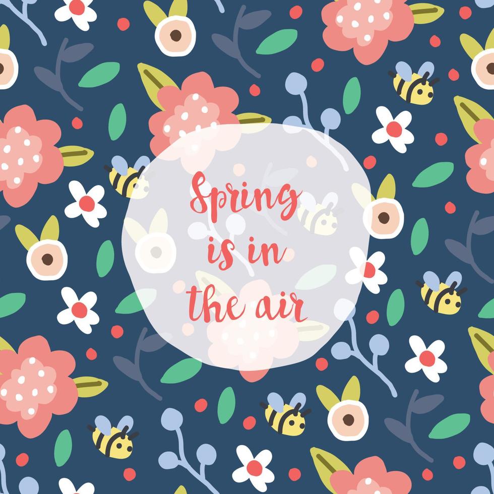 Seamless Floral Pattern with Message vector