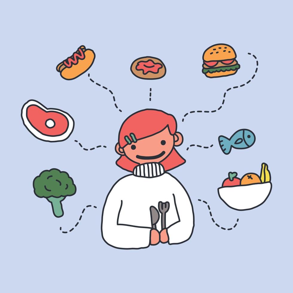 Girl Thinking About Food vector