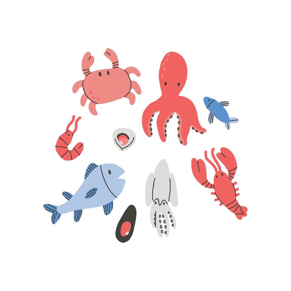 Doodle Ocean Life Illustration vector