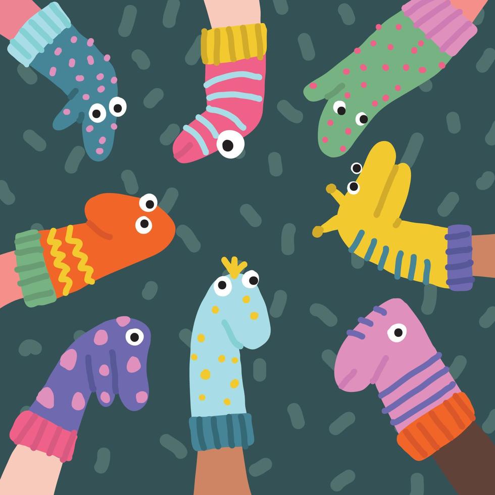 Doodled Sock Puppets vector