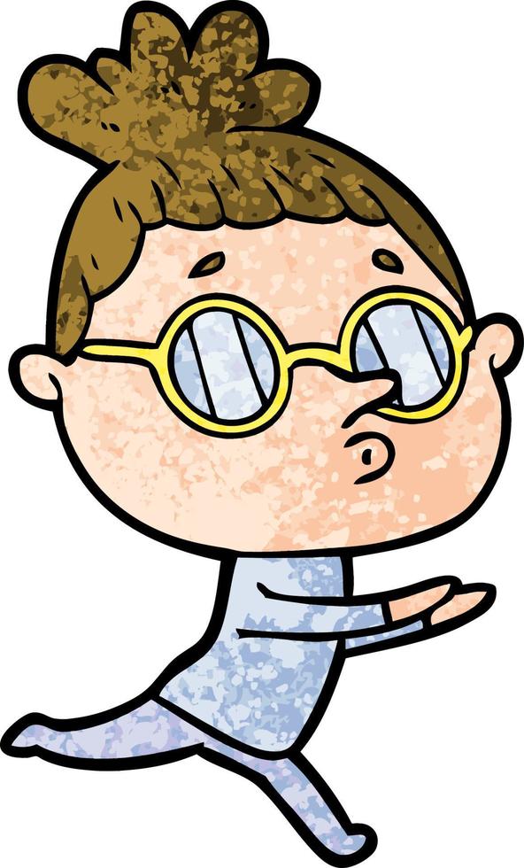 cartoon woman wearing glasses vector