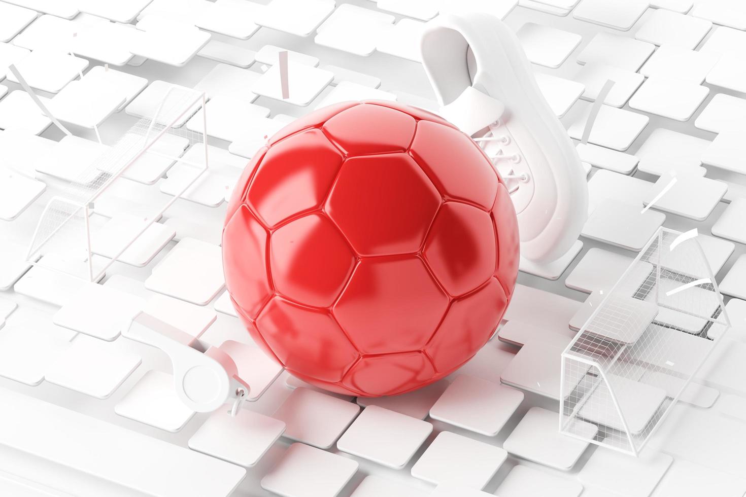 football balls object, sport ball design, football element japan color concept, 3d illustration, abstract football technology, smartphone mobile screen, green background, online sport, japan flag photo
