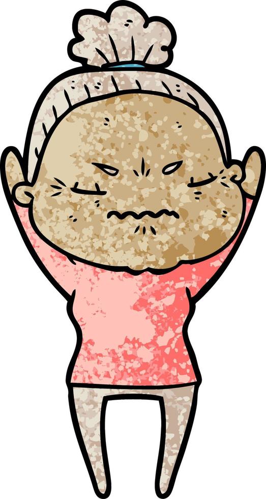 cartoon annoyed old lady vector
