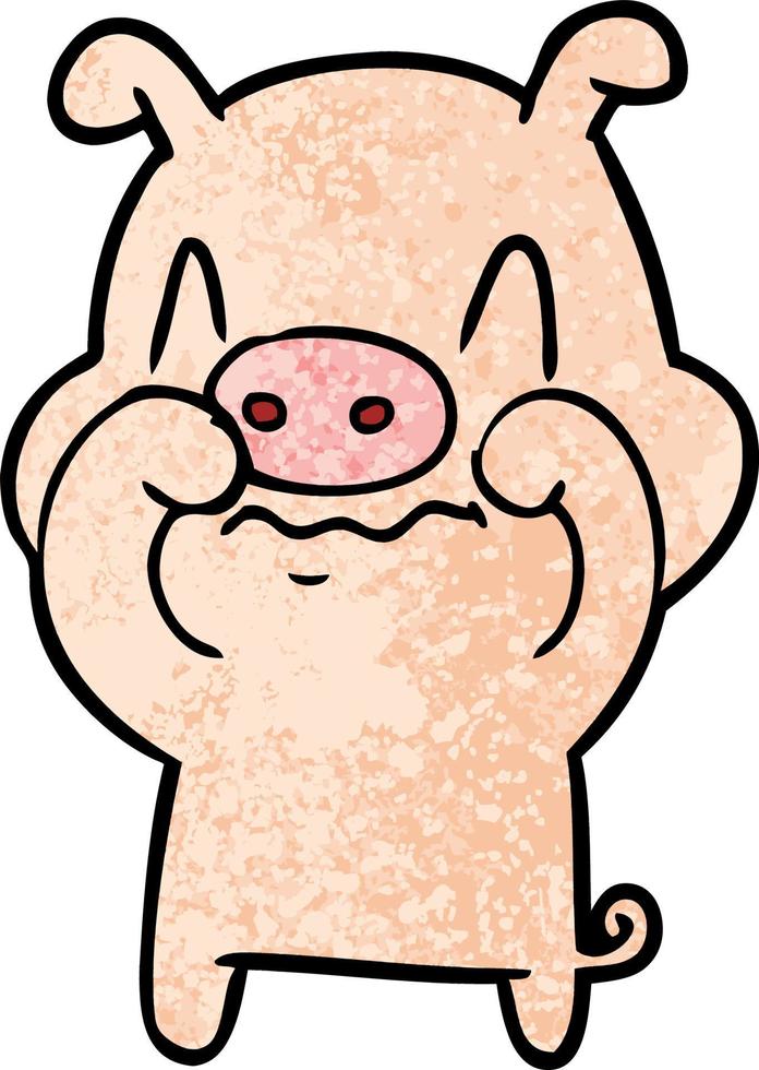 nervous cartoon pig vector