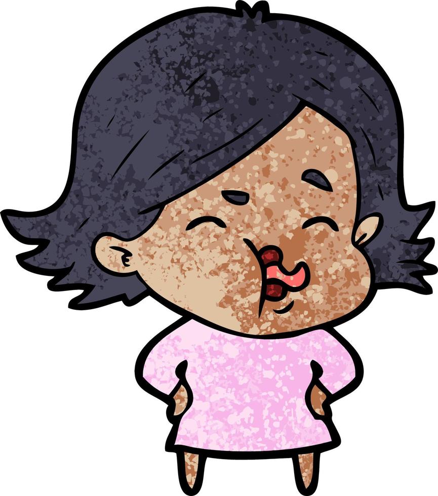 cartoon girl pulling face vector