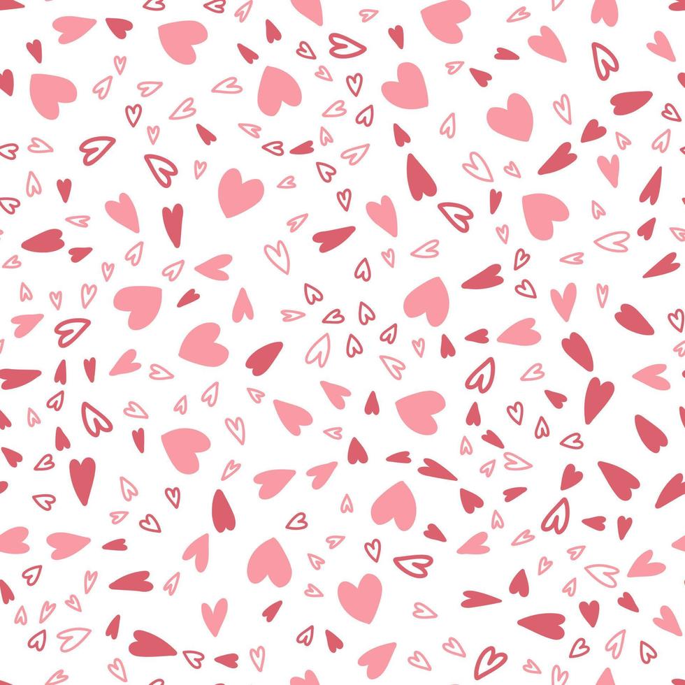 Seamless pattern with hand drawn hearts. vector illustration of romantic cartoon background for wrapping paper, fabric print, cover, card design