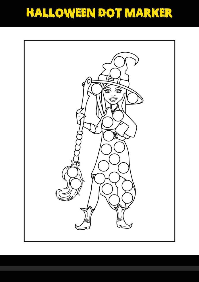 Halloween dot marker coloring page for kids. Line art coloring page design for kids. vector