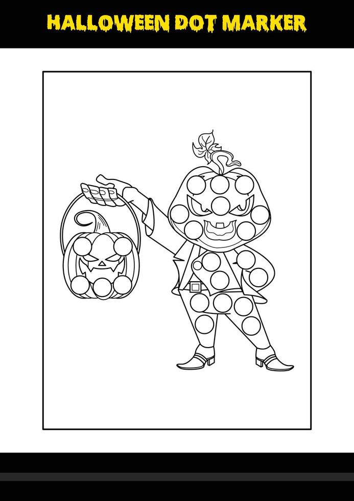 Halloween dot marker coloring page for kids. Line art coloring page design for kids. vector