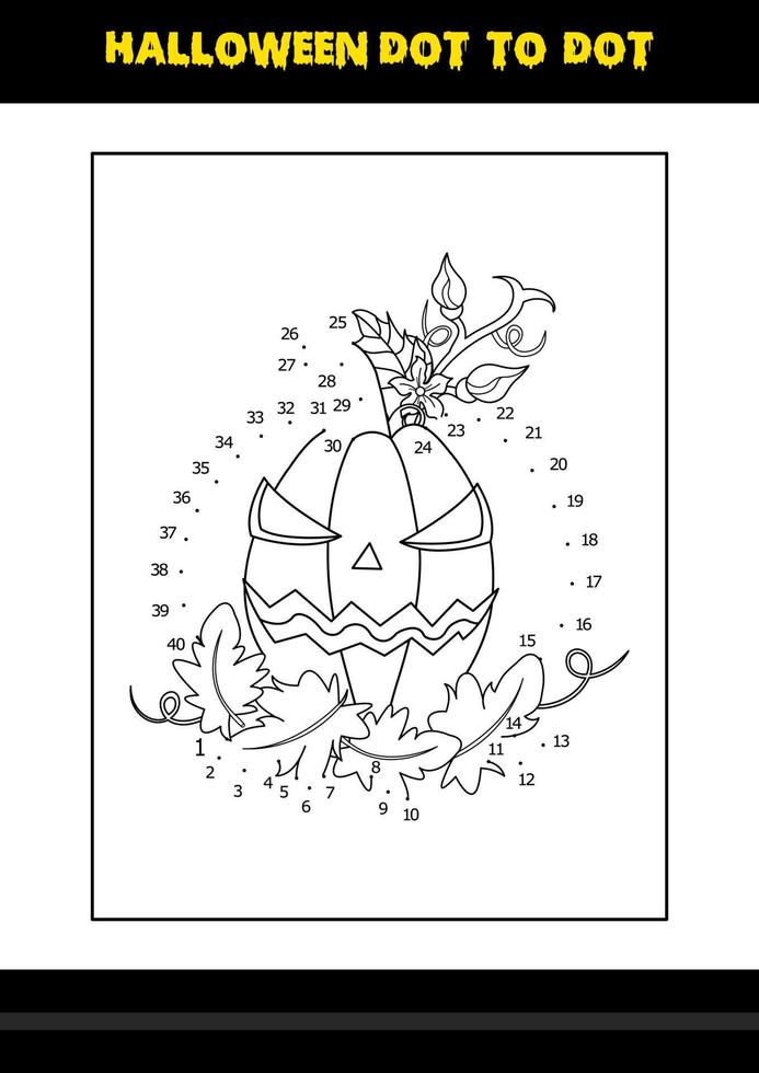 Halloween dot to dot coloring page for kids. Line art coloring page design for kids. vector