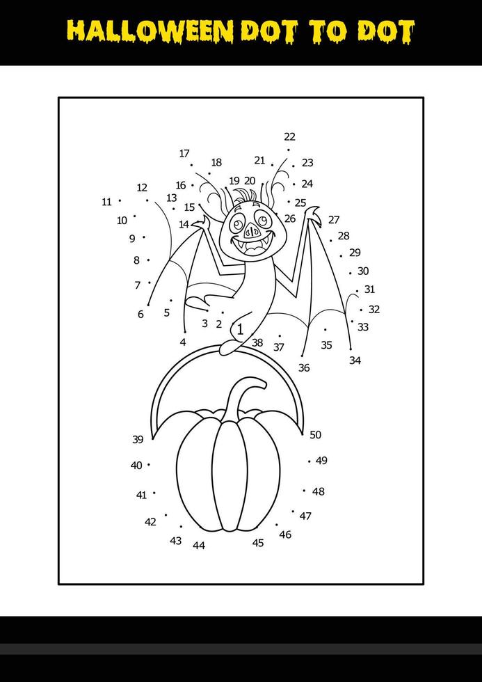 Halloween dot to dot coloring page for kids. Line art coloring page design for kids. vector