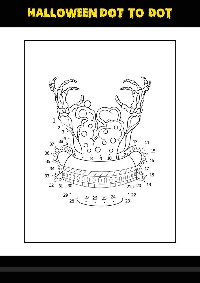 Halloween dot to dot coloring page for kids. Line art coloring page design for kids. vector