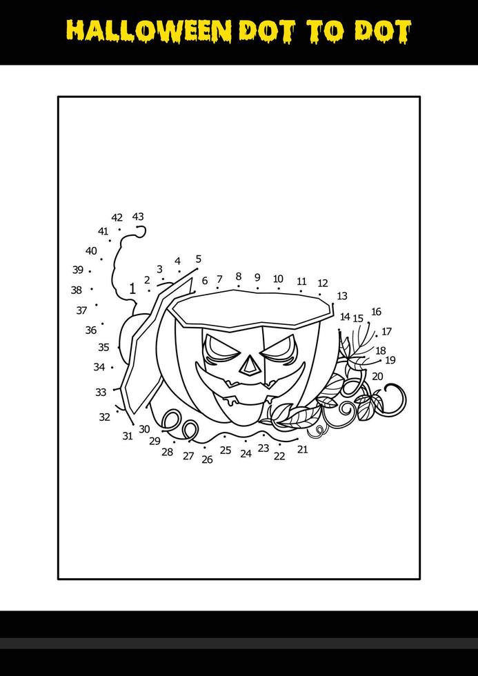 Halloween dot to dot coloring page for kids. Line art coloring page design for kids. vector