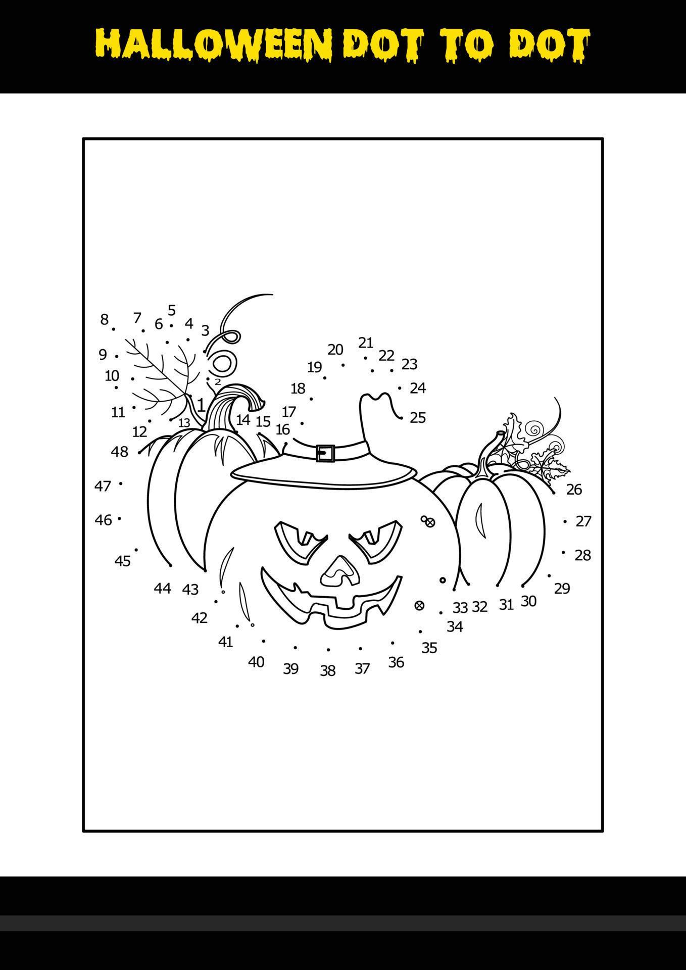 Halloween Dot To Dot Coloring Page For Kids Line Art Coloring Page 