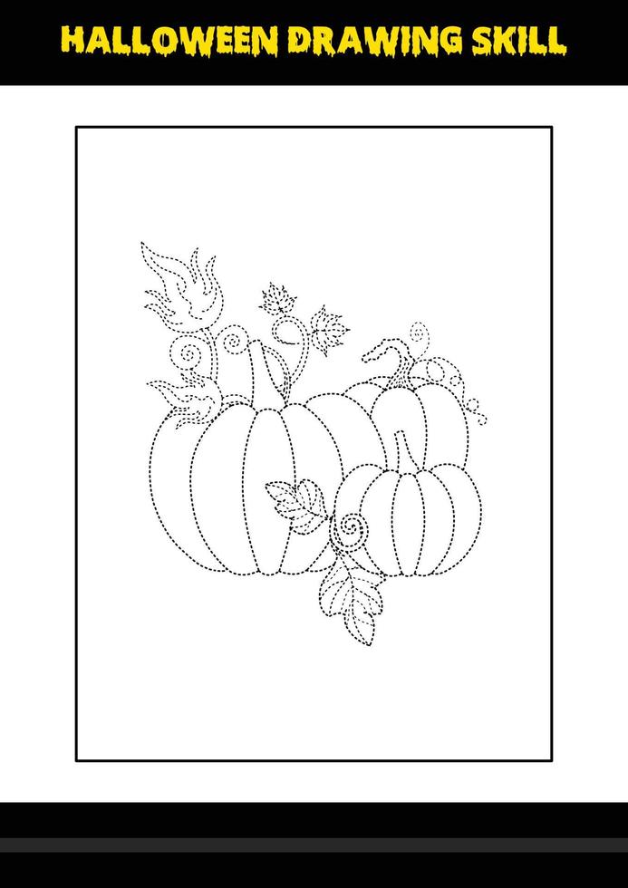 Halloween drawing skill for kids. Halloween drawing skill coloring page for kids. vector