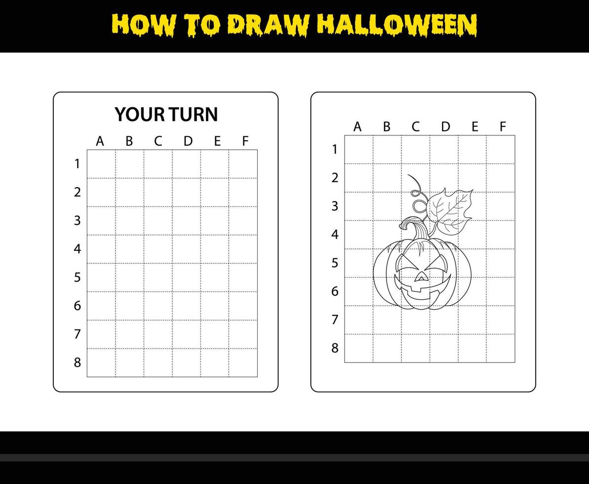 How to draw Halloween for kids. Halloween drawing skill coloring page for kids. vector