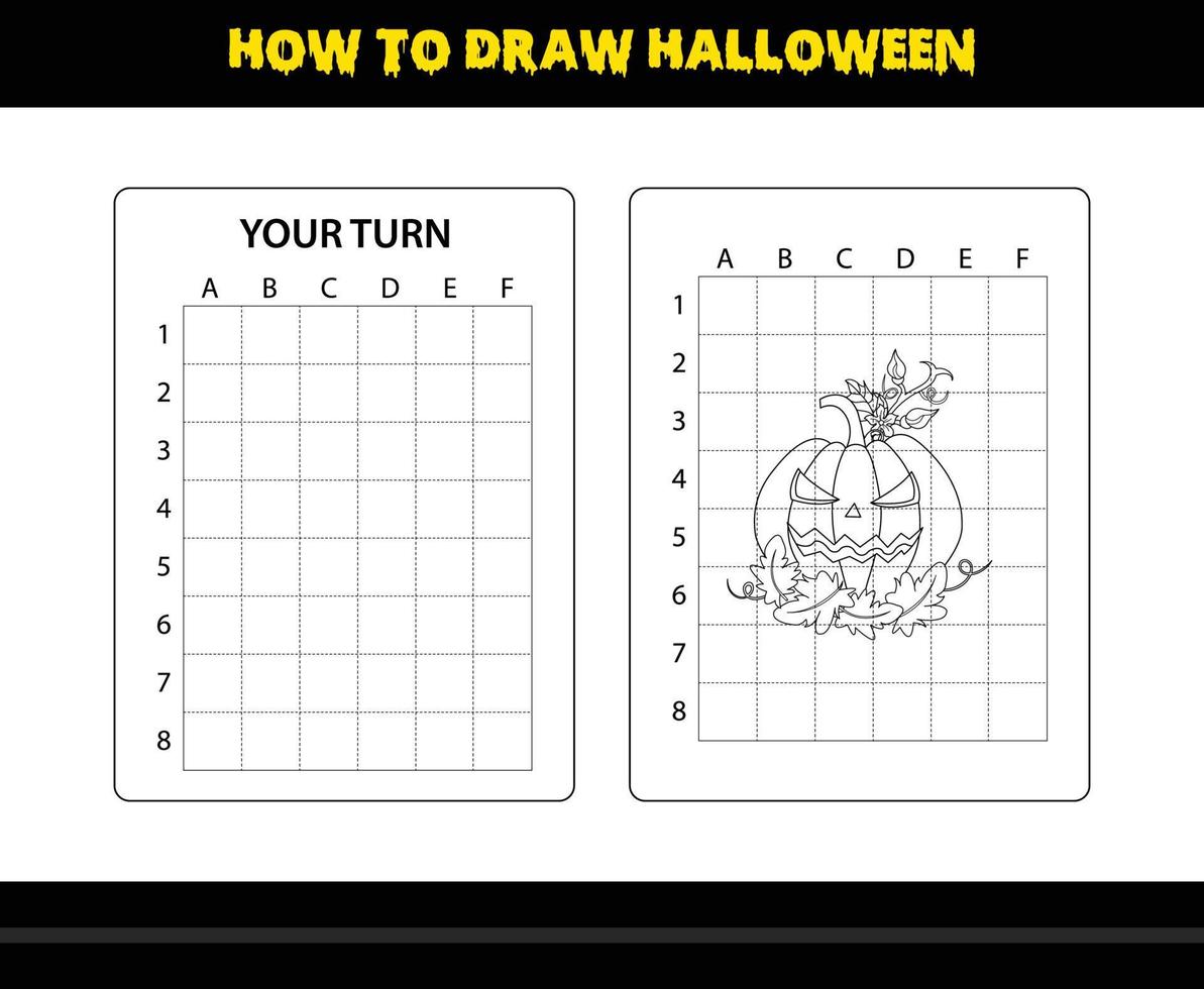 How to draw Halloween for kids. Halloween drawing skill coloring page for kids. vector