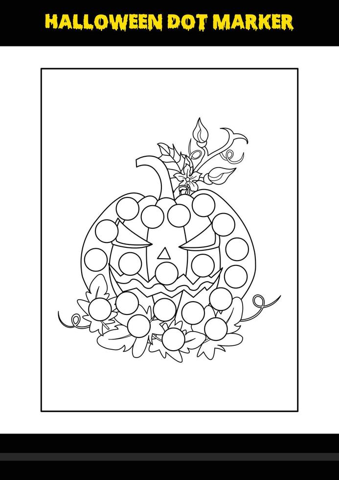 Halloween dot marker coloring page for kids. Line art coloring page design for kids. vector