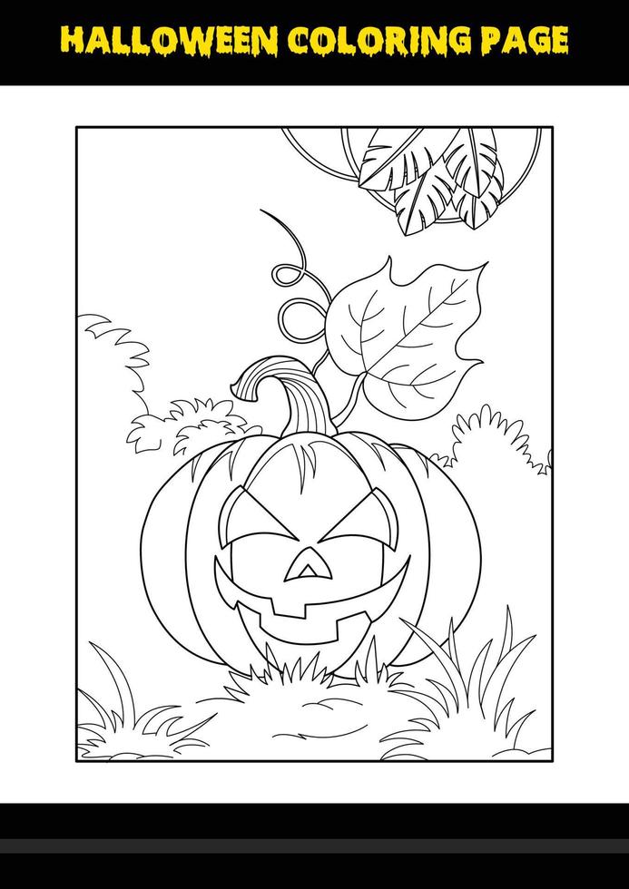 Halloween coloring page for kids. Line art coloring page design for kids. vector