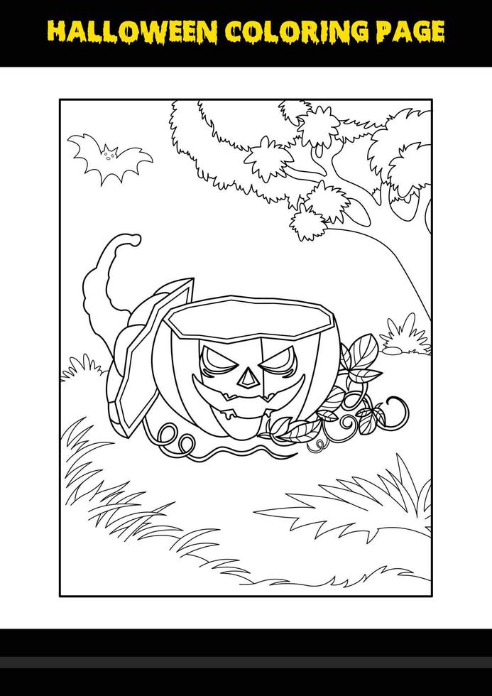Halloween coloring page for kids. Line art coloring page design for kids. vector