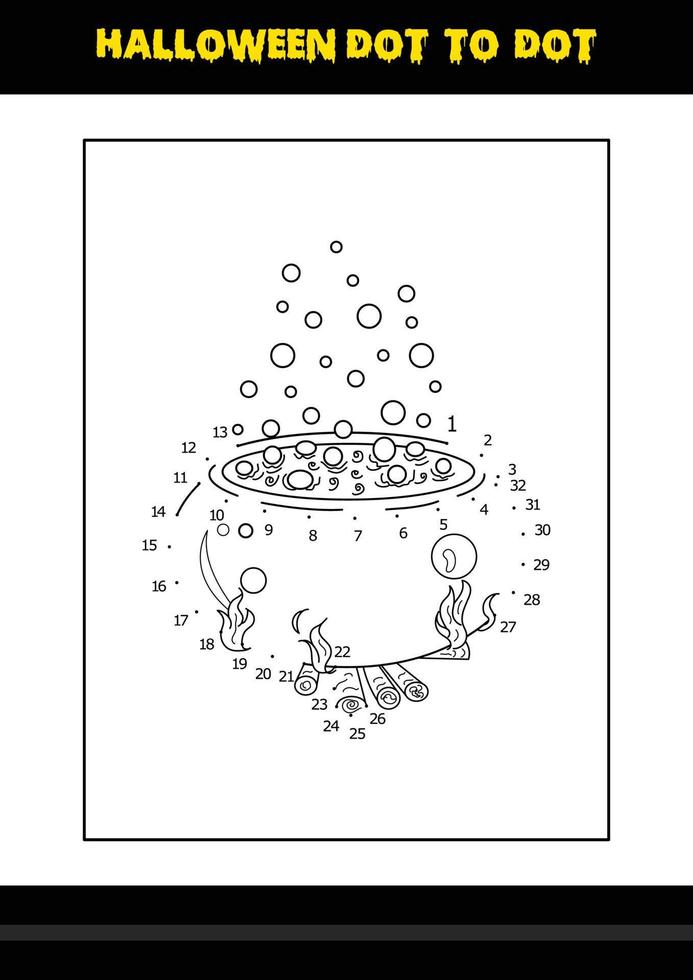 Halloween dot to dot coloring page for kids. Line art coloring page design for kids. vector