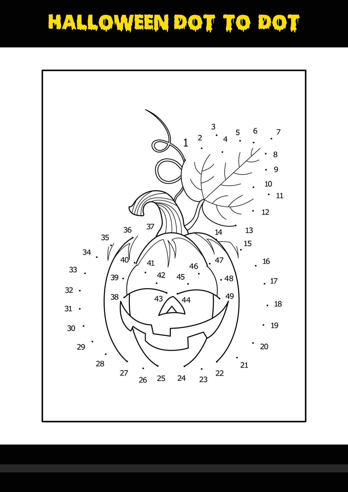Halloween dot to dot coloring page for kids Line art coloring page