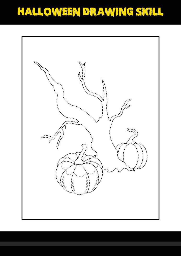 Halloween drawing skill for kids. Halloween drawing skill coloring page for kids. vector