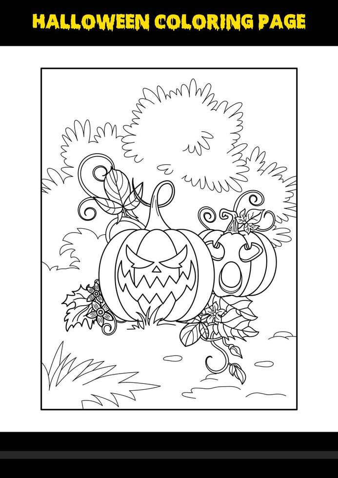 Halloween coloring page for kids. Line art coloring page design for kids. vector