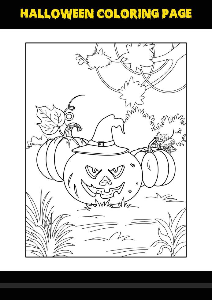 Halloween coloring page for kids. Line art coloring page design for kids. vector