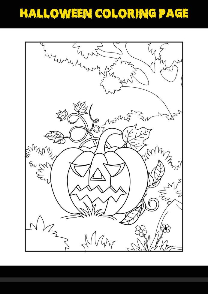 Halloween coloring page for kids. Line art coloring page design for kids. vector