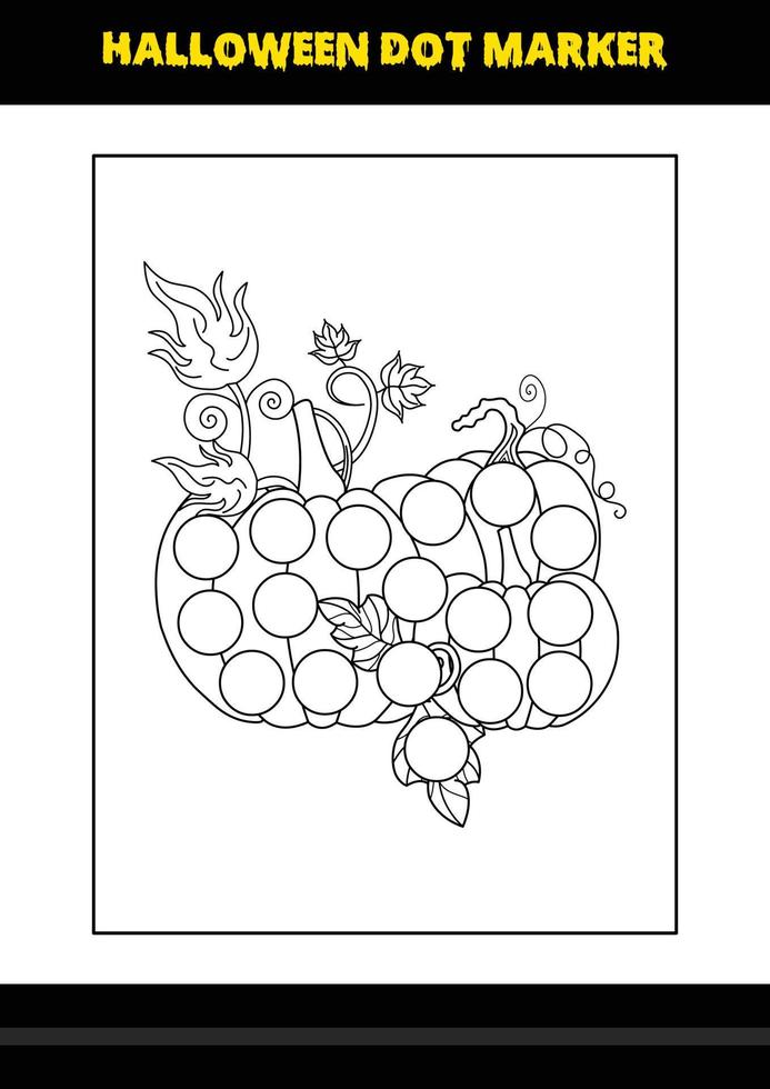 Halloween dot marker coloring page for kids. Line art coloring page design for kids. vector