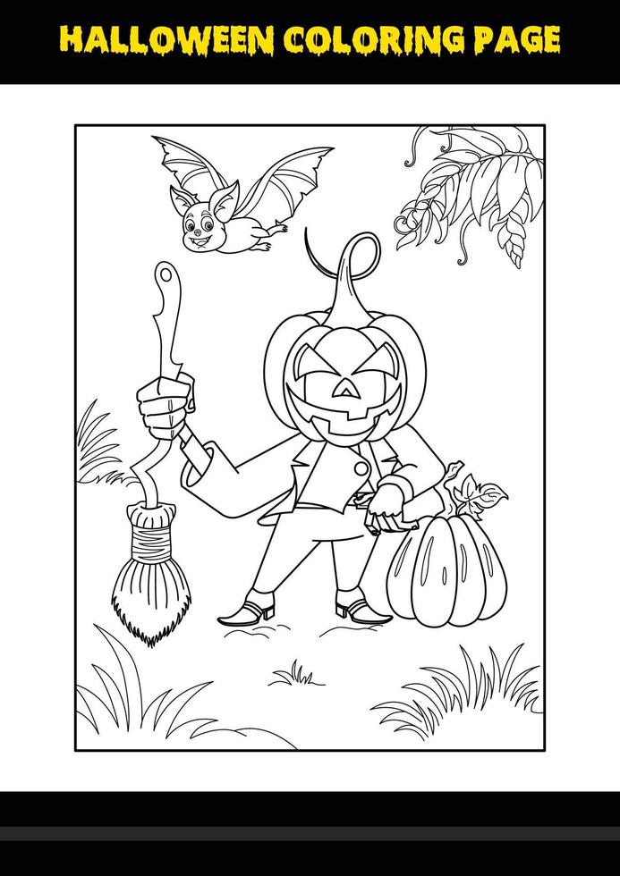 Halloween coloring page for kids. Line art coloring page design for kids. vector