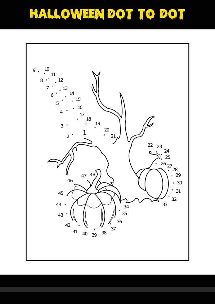 Halloween dot to dot coloring page for kids. Line art coloring page design for kids. vector