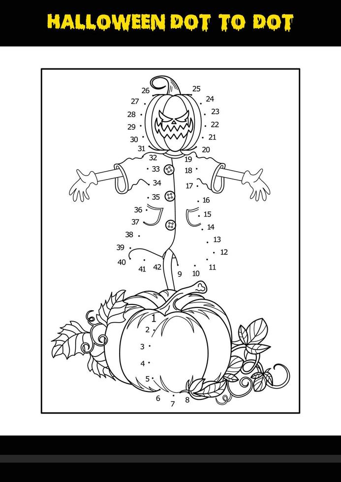 Halloween dot to dot coloring page for kids. Line art coloring page design for kids. vector