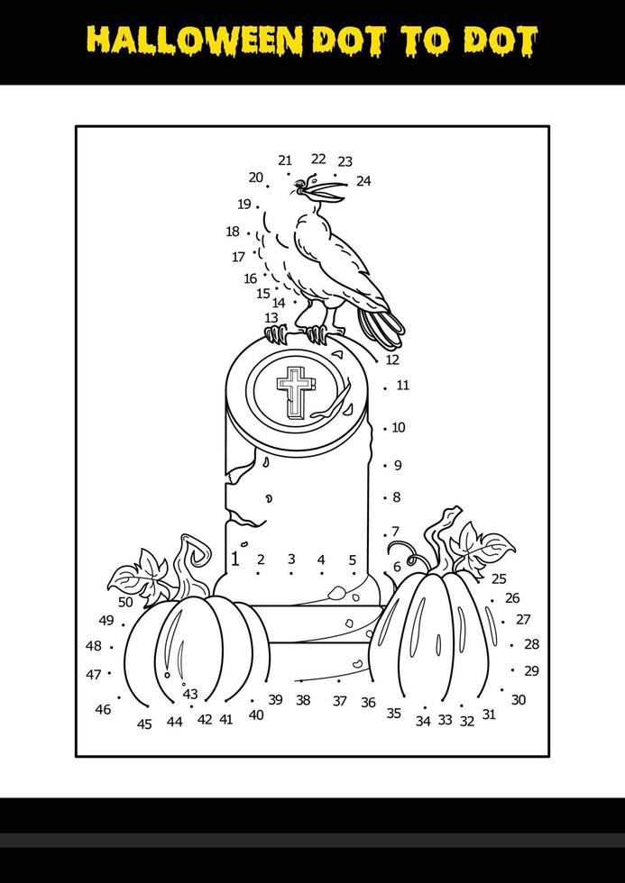 Halloween dot to dot coloring page for kids. Line art coloring page design for kids. vector