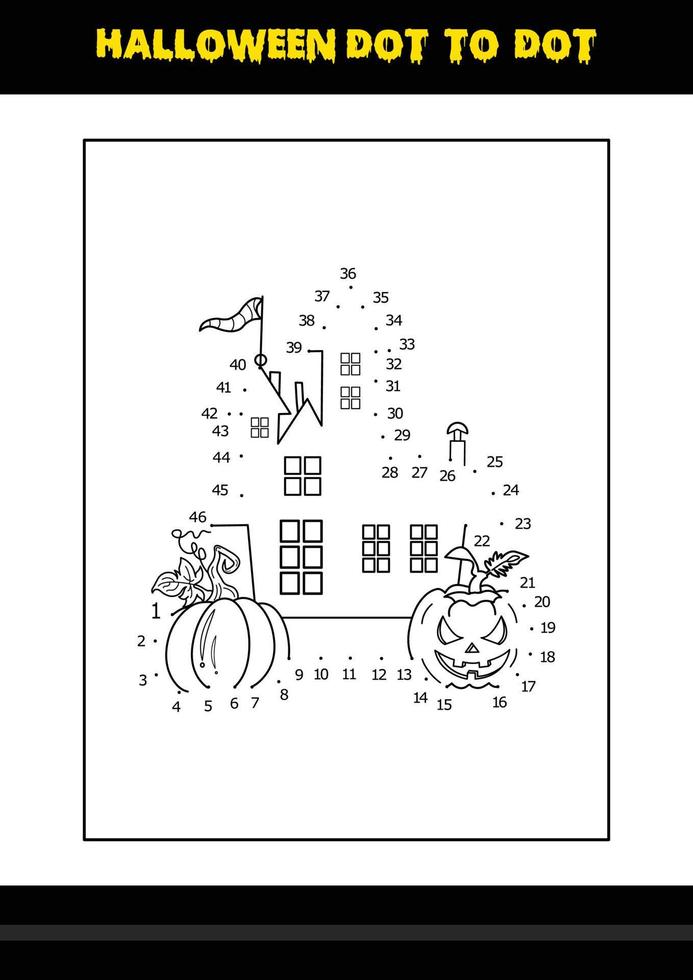 Halloween dot to dot coloring page for kids. Line art coloring page design for kids. vector