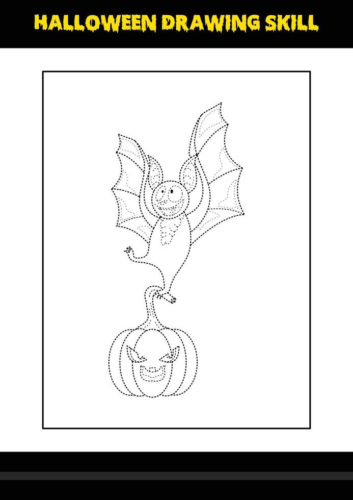 Halloween drawing skill for kids. Halloween drawing skill coloring page for kids. vector