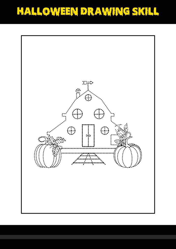 Halloween drawing skill for kids. Halloween drawing skill coloring page for kids. vector