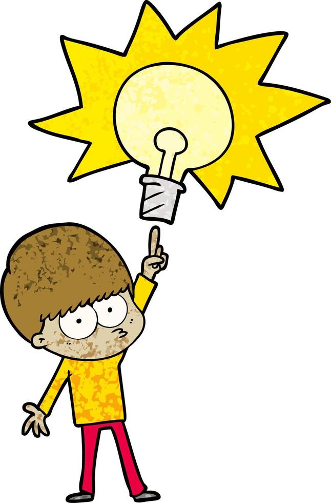 nervous cartoon boy with idea vector