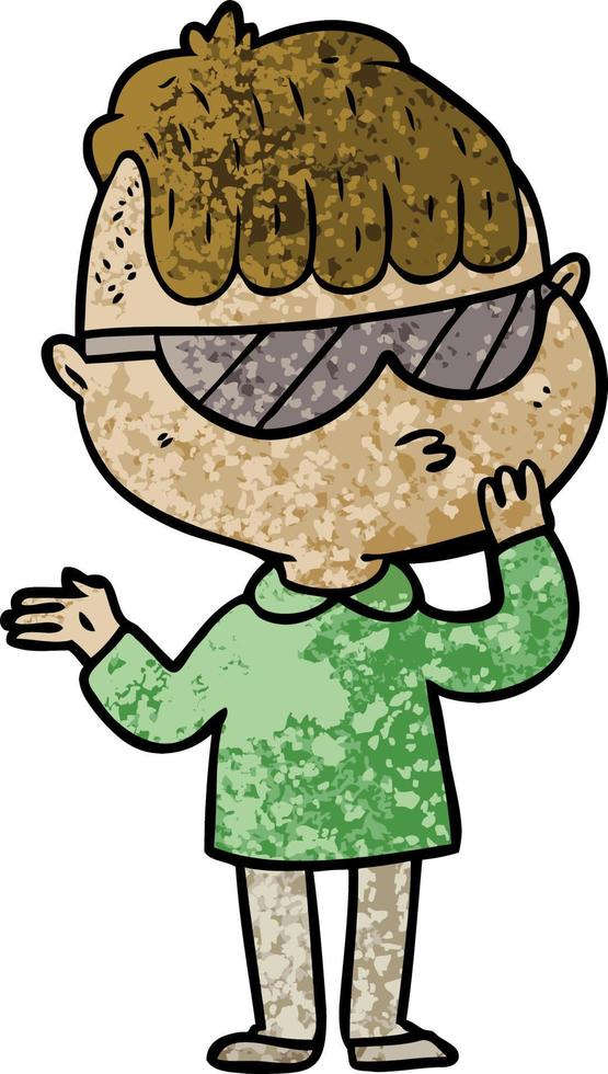 cartoon boy wearing sunglasses vector